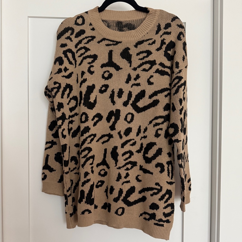 Leopard Print Oversized Women's Sweater